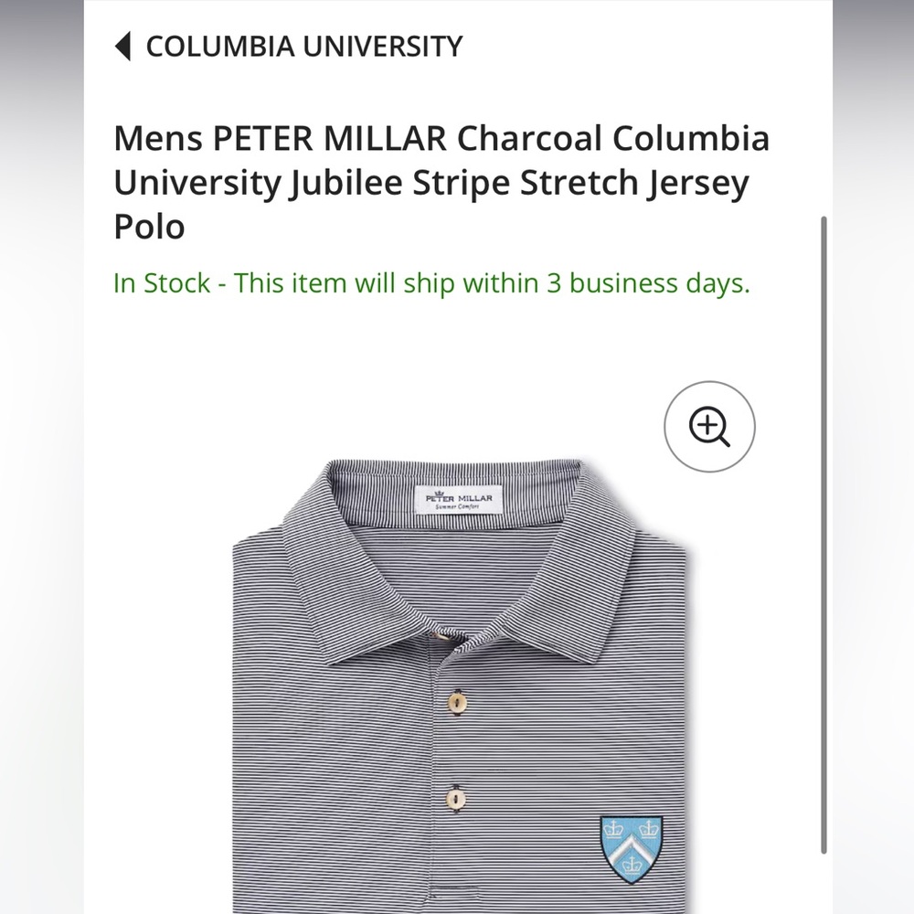 Columbia University Jubilee Charcoal Stripe Stretch Jersey Polo - Picture 4 of 9